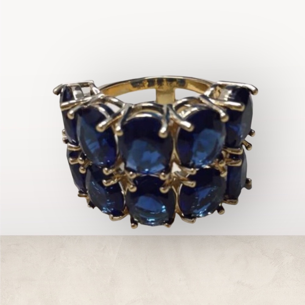 Blue Luxury Simulated Sapphire Ring Sz 6.75
